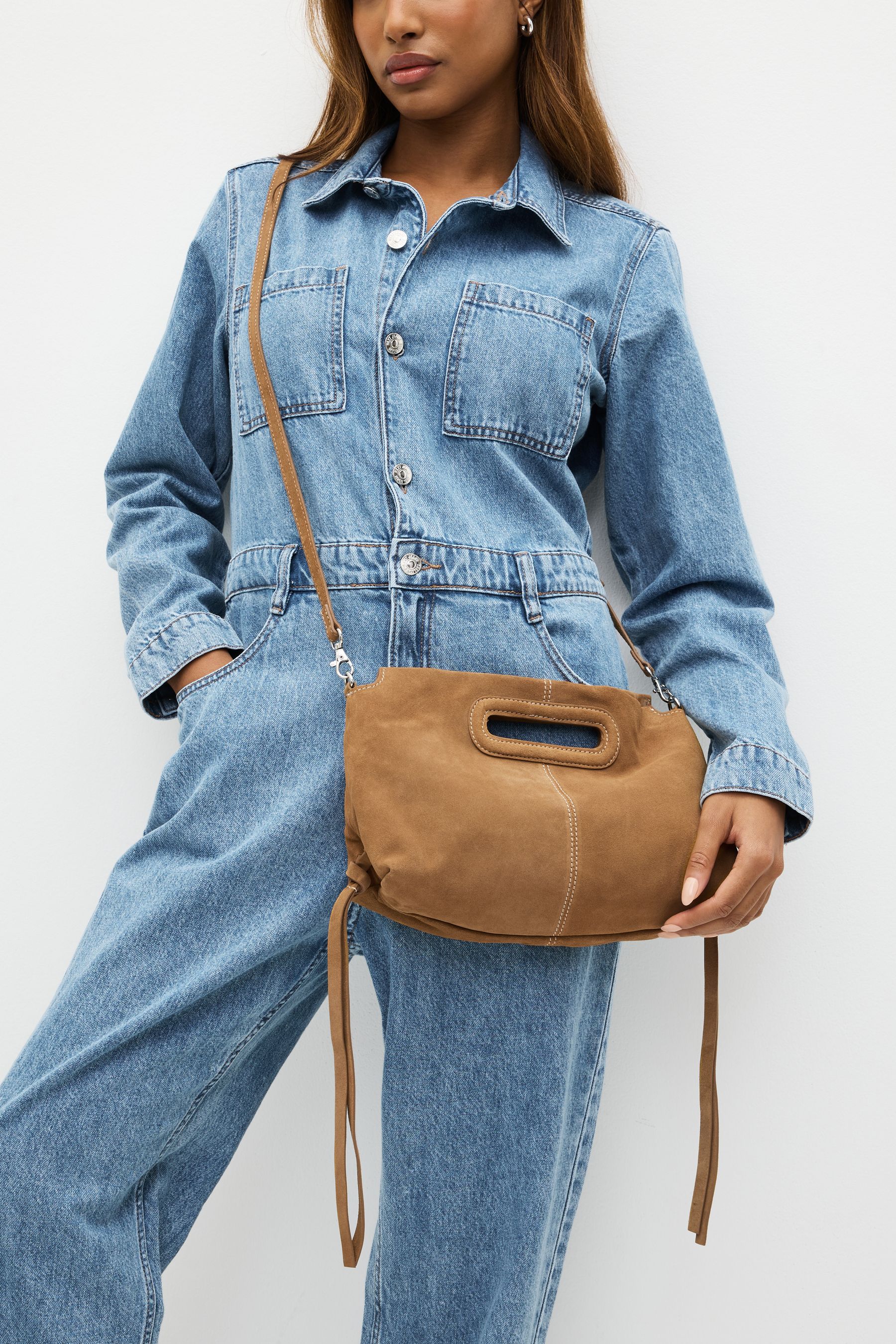 Tan suede clutch bag on sale