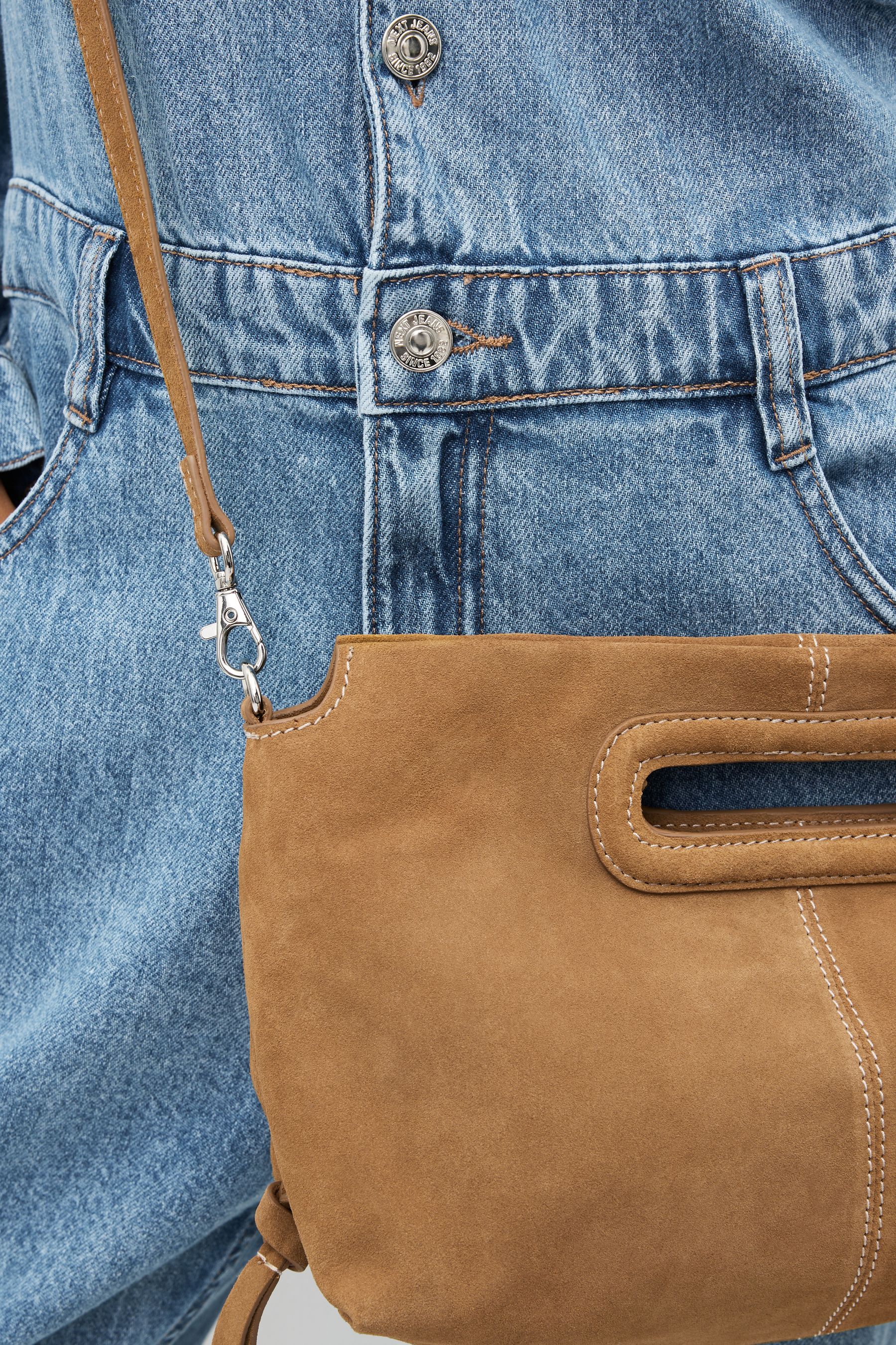 Tan suede clutch sales