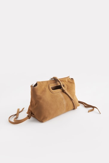 Tan Brown Suede Clutch Bag