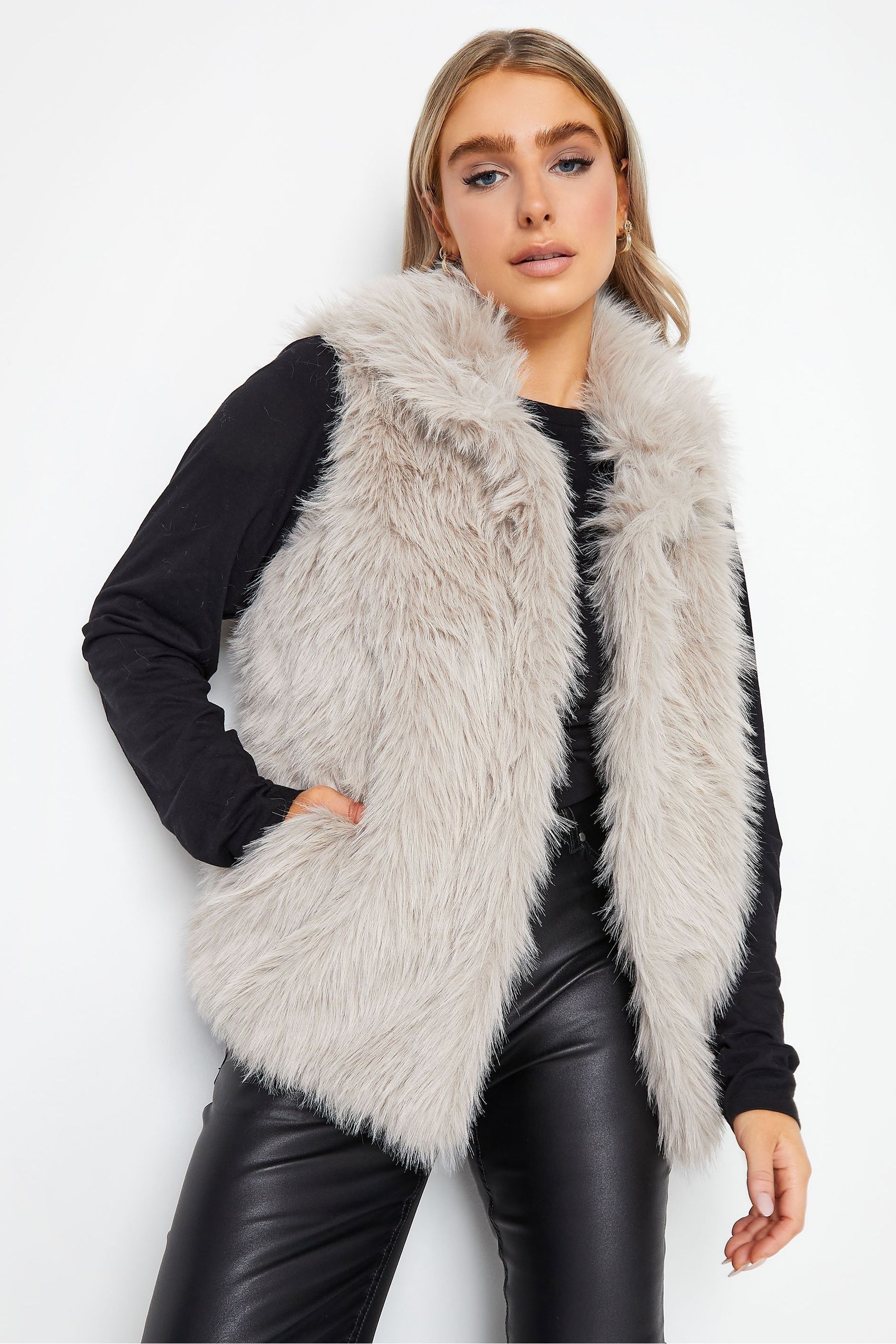 Long faux sales fur vest womens