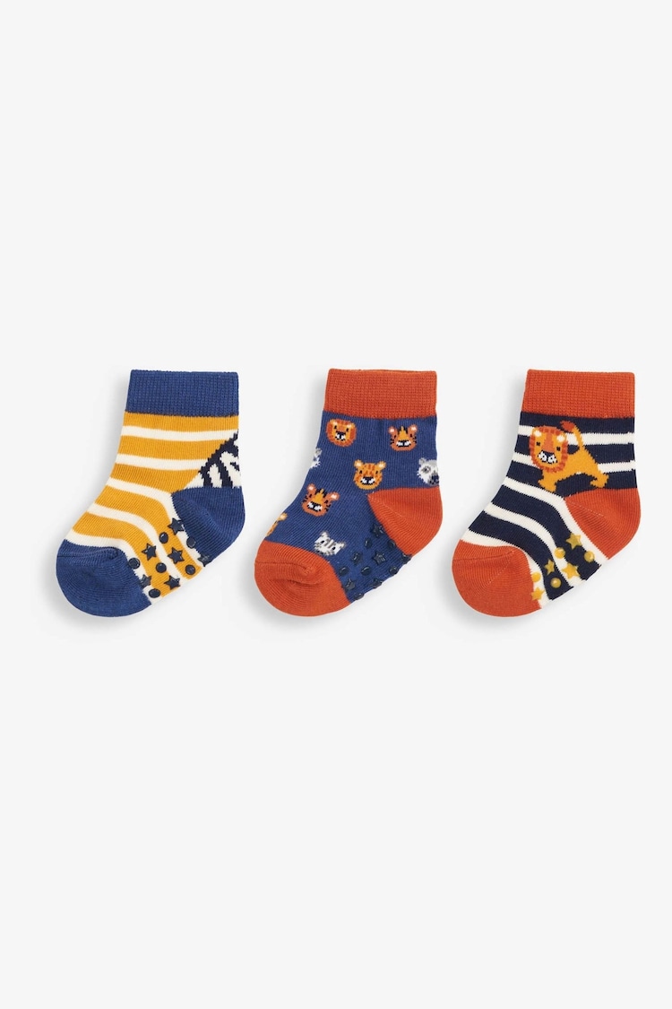 JoJo Maman Bébé Blue 3-Pack Safari Socks - Image 1 of 2