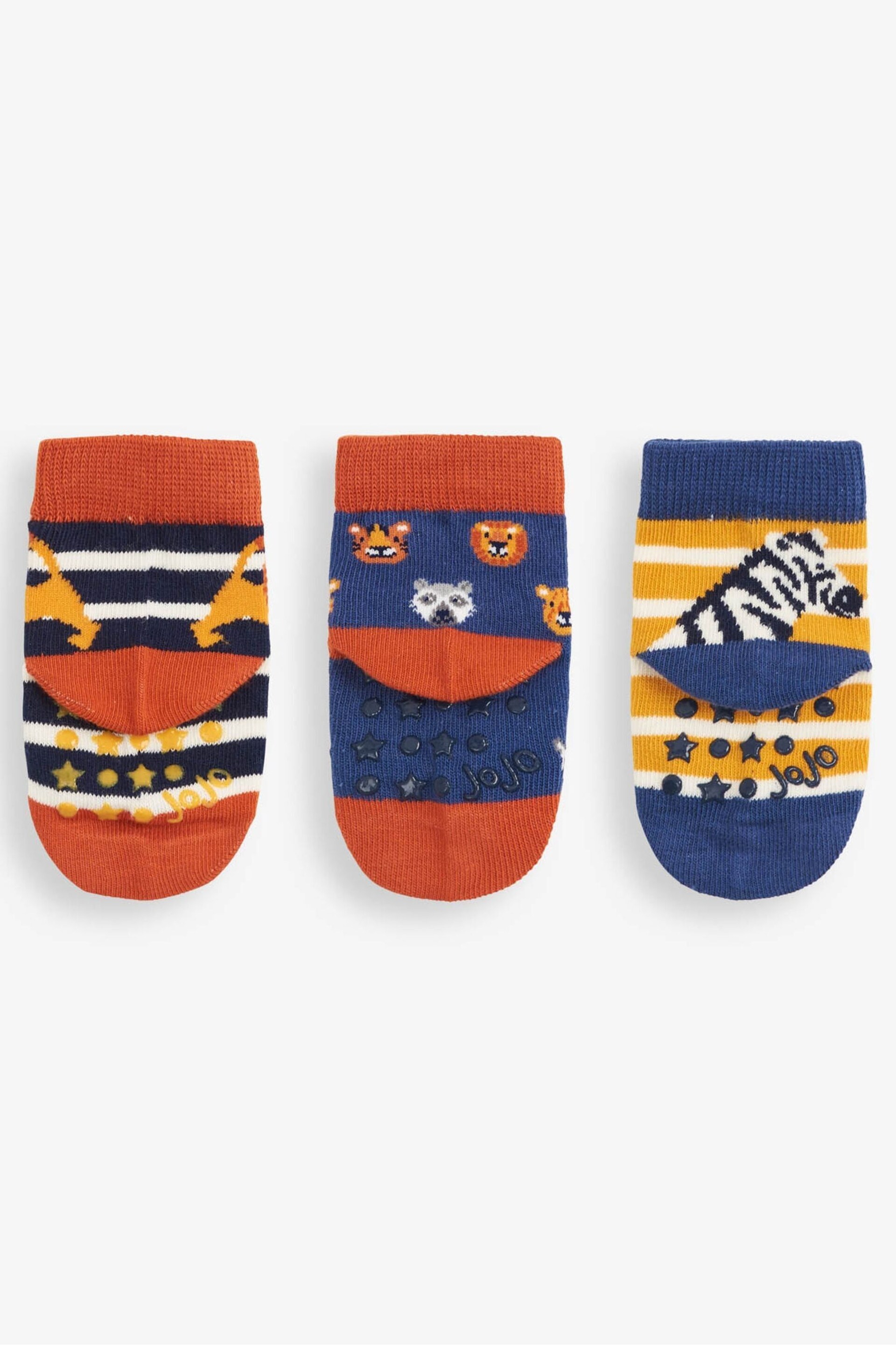 JoJo Maman Bébé Blue 3-Pack Safari Socks - Image 2 of 2