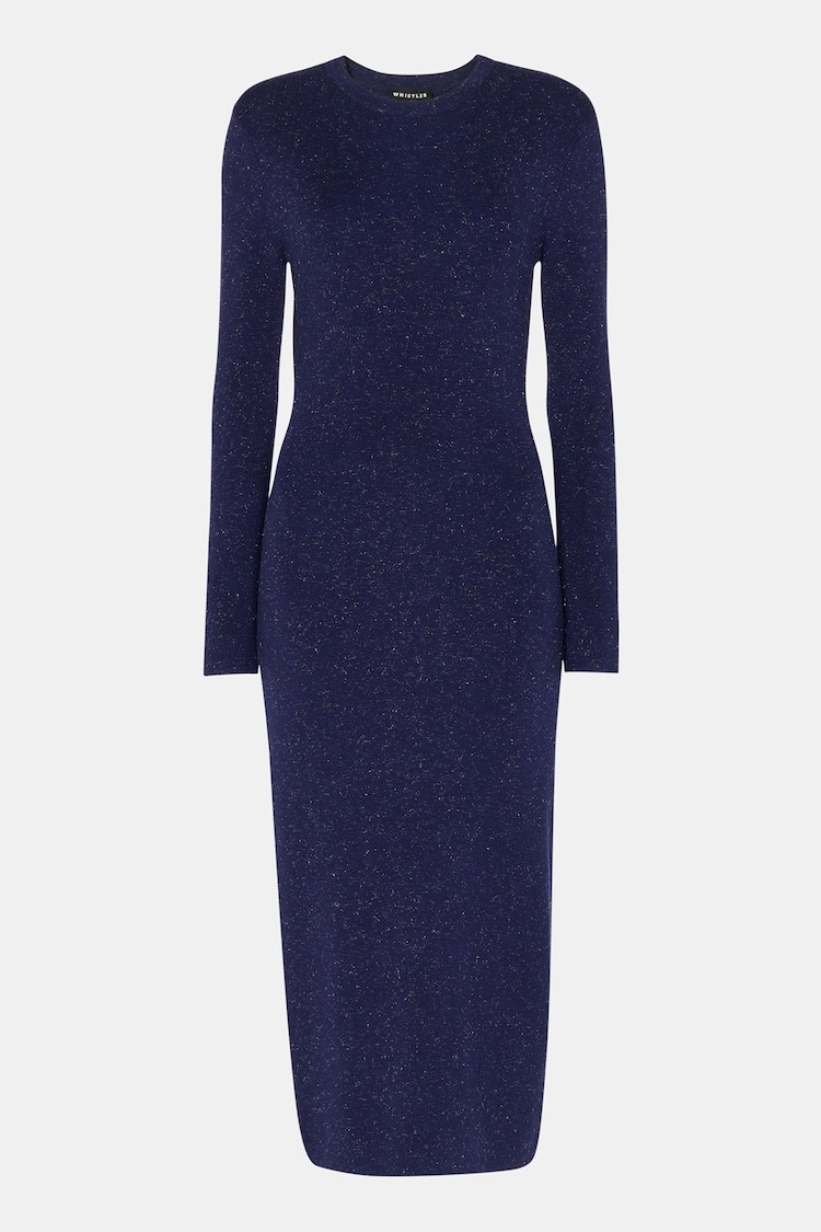 Whistles Blue Annie Sparkle Knit Dress - Image 5 of 5