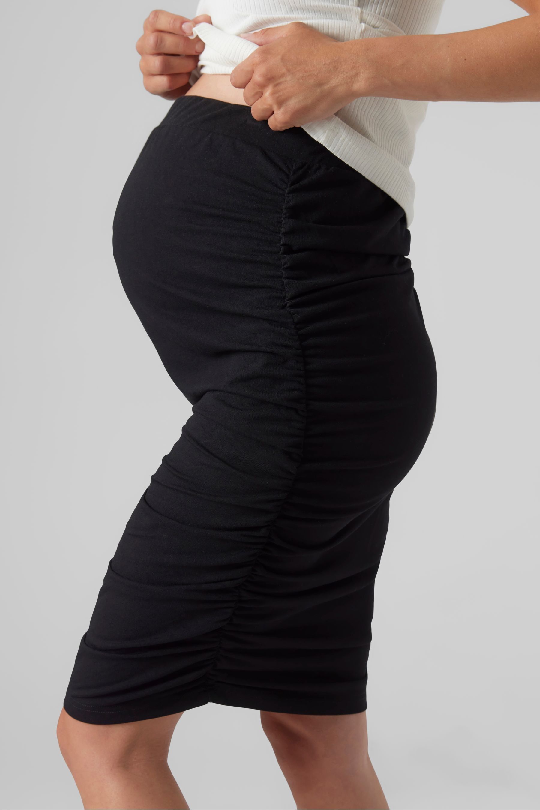 Buy Mamalicious Black Maternity Ruched Midi Skirt from the Next UK