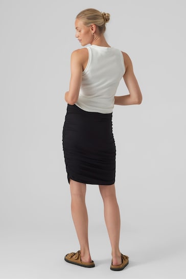 Mamalicious Black Maternity Ruched Midi Skirt