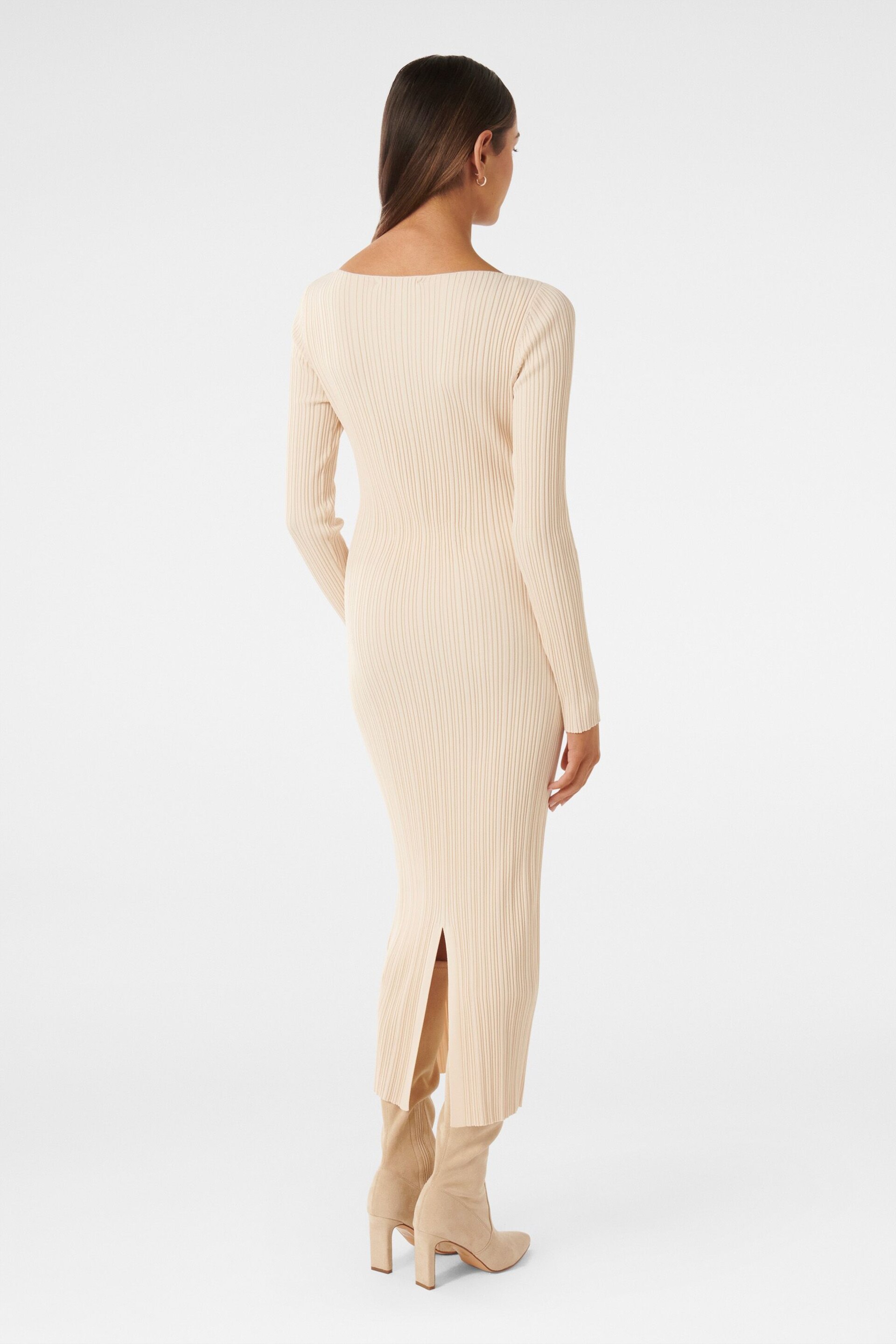 Forever New Cream Petite Evie Long Sleeve Rib Knit Dress - Image 2 of 4
