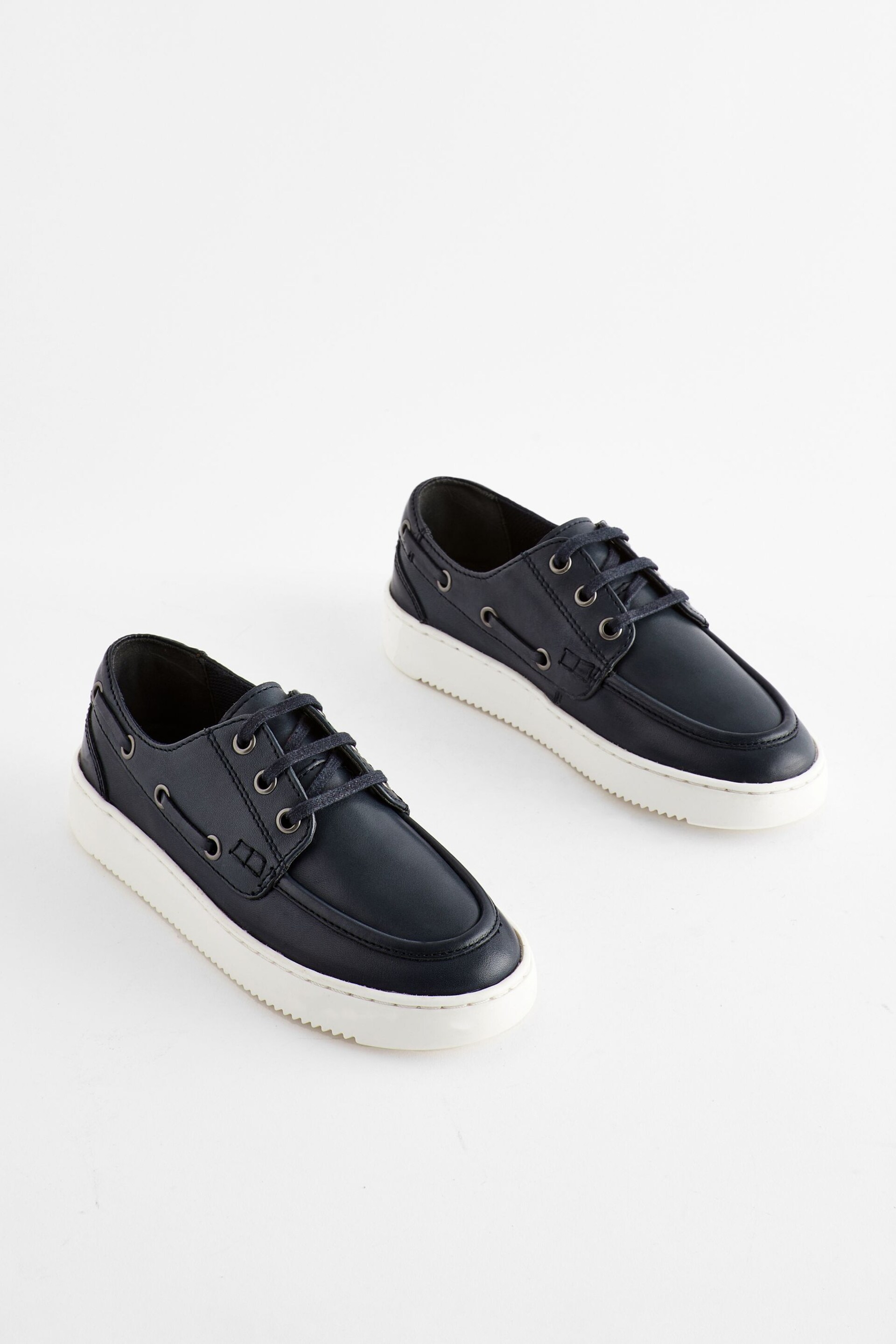 Navy Lace Up Boat Shoes - Image 1 of 5