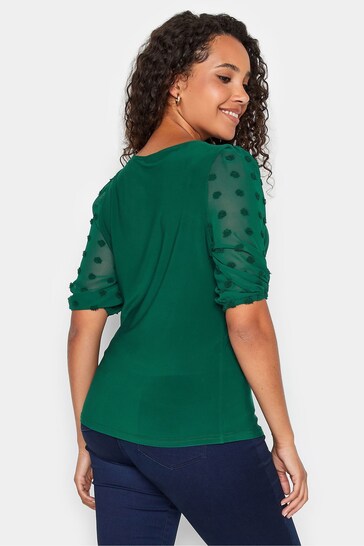 M&Co Green Dobby Sleeve Top