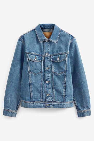 Buy Mango Blue Vintage Wash Denim Jacket from the Next UK online shop