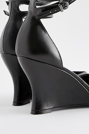 Black Forever Comfort®  Double Strap Point Toe Curvy Wedges - Image 3 of 5