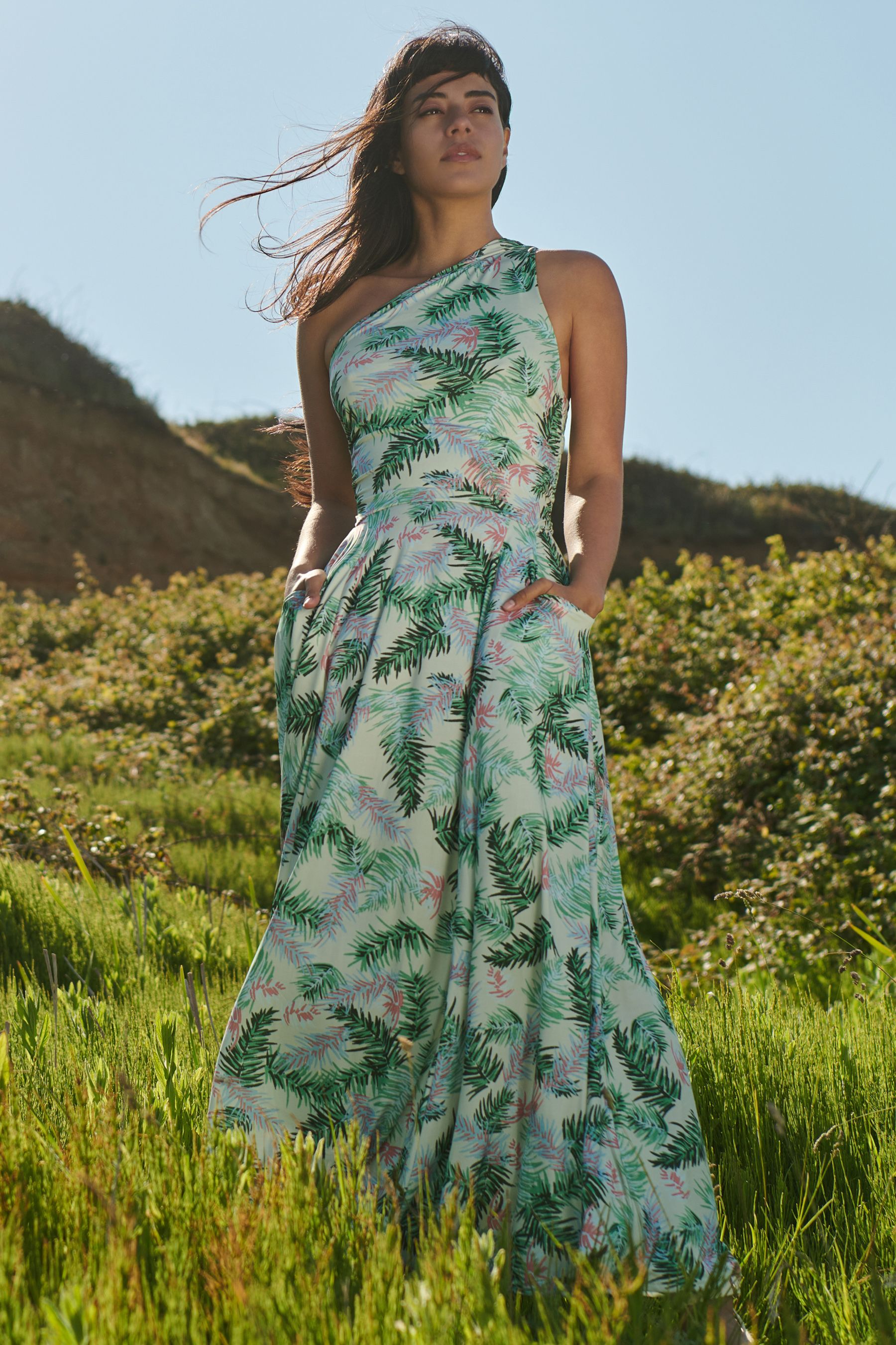 Green leaf maxi dress outlet