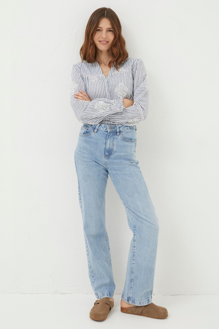 FatFace Elise Light Blue Wide Leg Jeans - Image 1 of 6