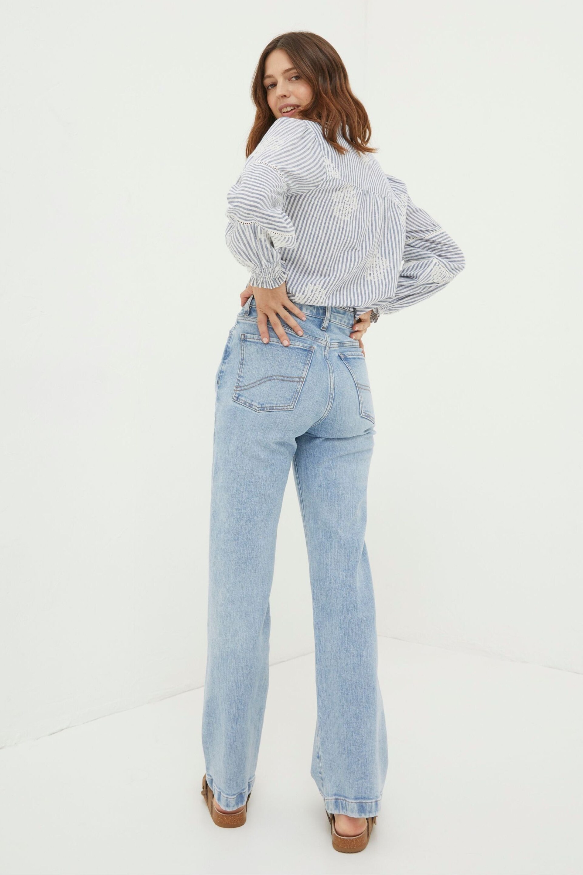 FatFace Blue Elise Wide Leg Jeans - Image 2 of 7