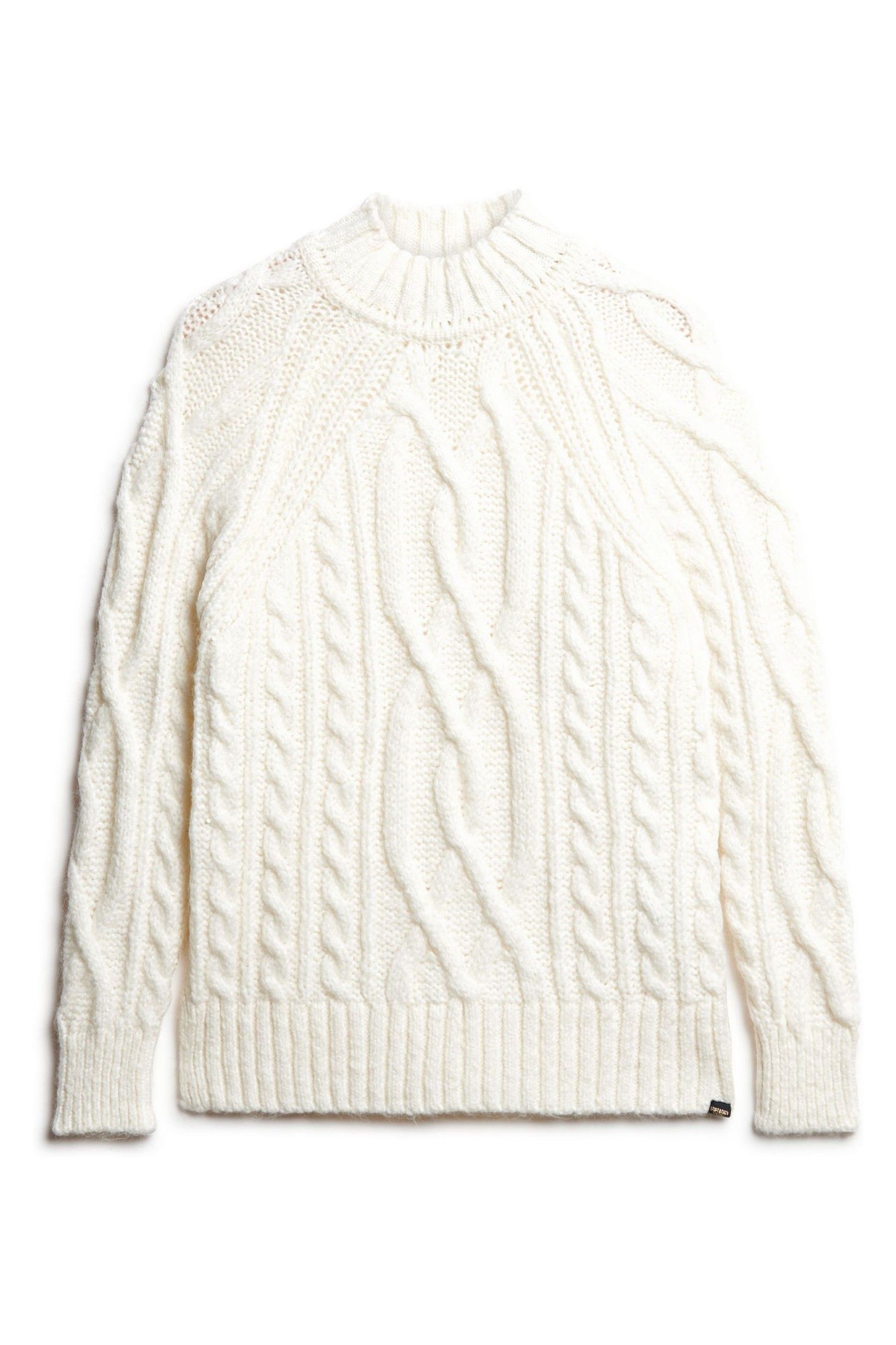 Buy Superdry White 100 Cotton High Neck Cable Knit Jumper from Next United Arab Emirates