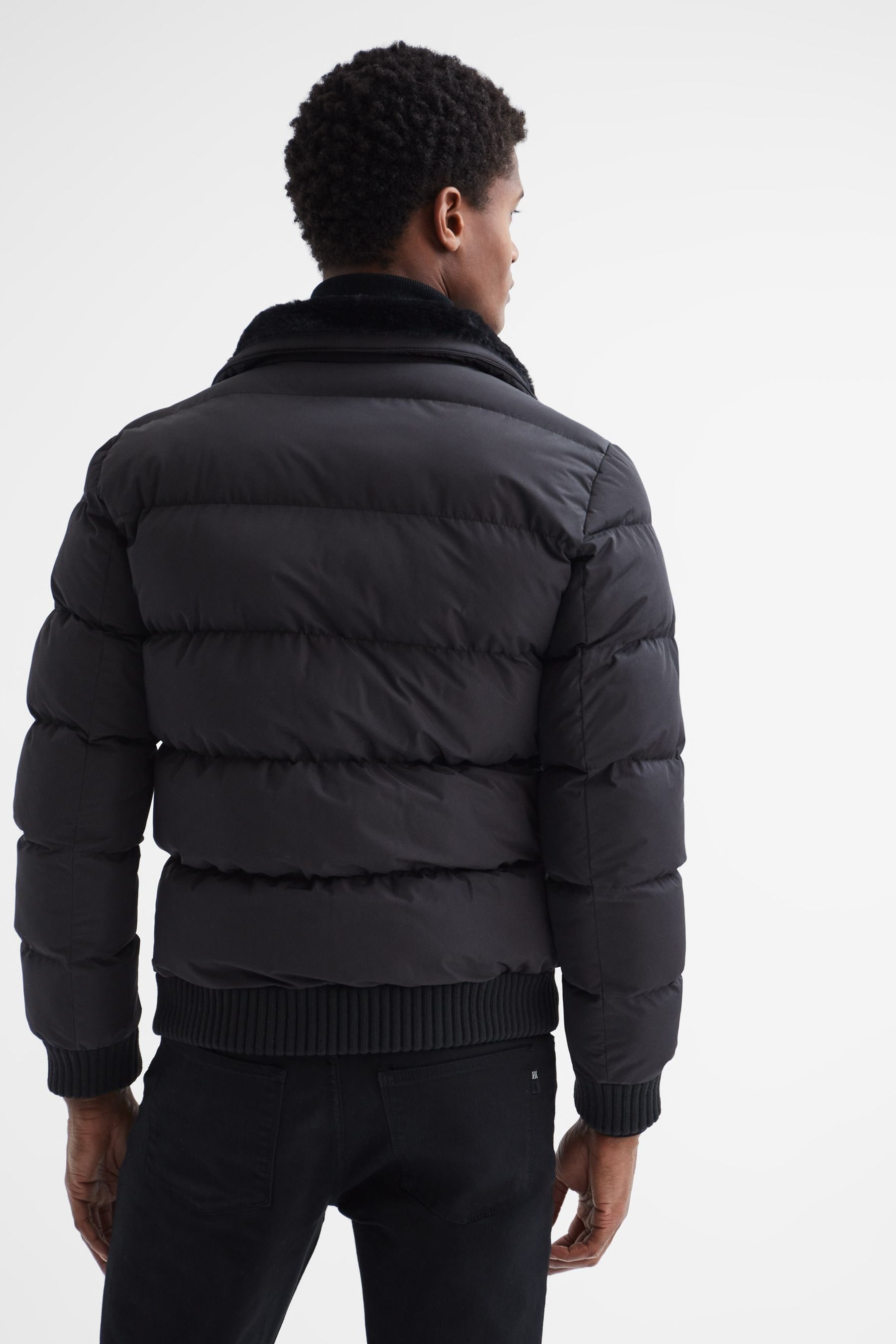 Buy Reiss Black Frost Faux Fur Trim Puffer Jacket from the Next UK online shop