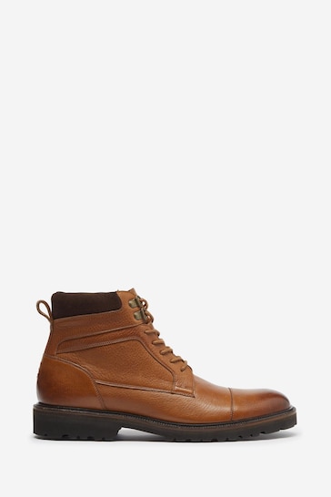 Oliver Sweeney Woodstock Tan Grained Leather Lace up Brown Boots