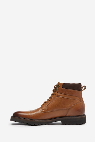 Oliver Sweeney Woodstock Tan Grained Leather Lace up Brown Boots