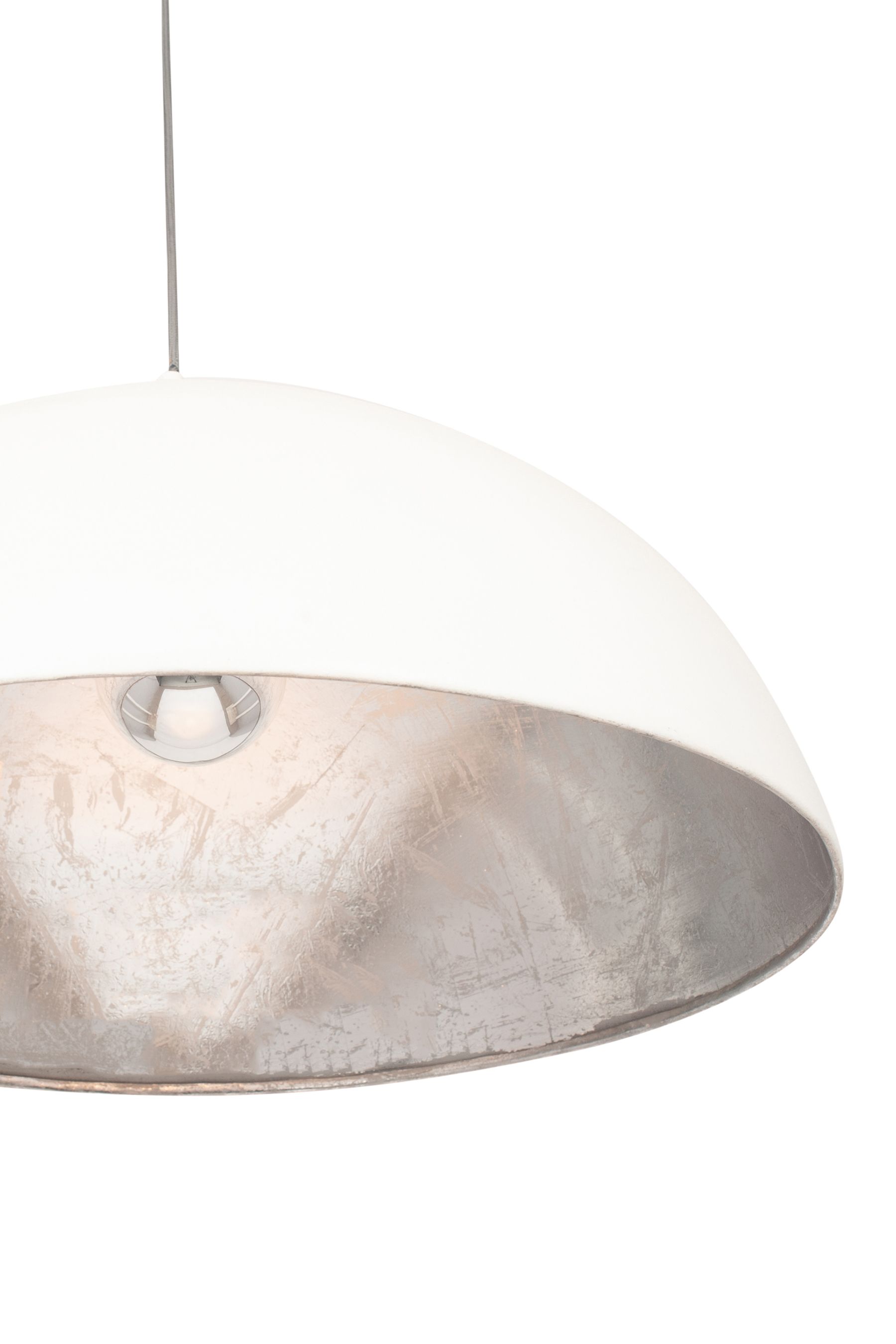 Pacific Matt Cream Silver Leaf Dome Ceiling Light Pendant