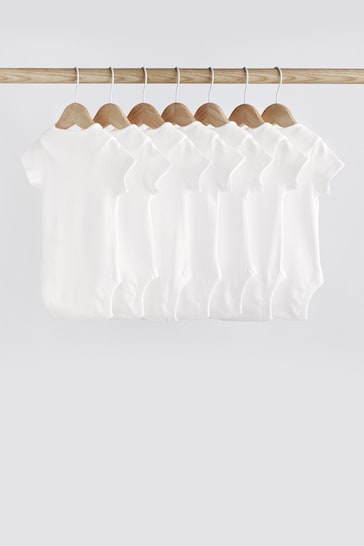 White Essential 7 Pack Baby Short Sleeve Bodysuits