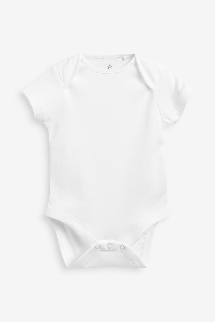 White Essential 7 Pack Baby Short Sleeve Bodysuits - Image 4 of 8