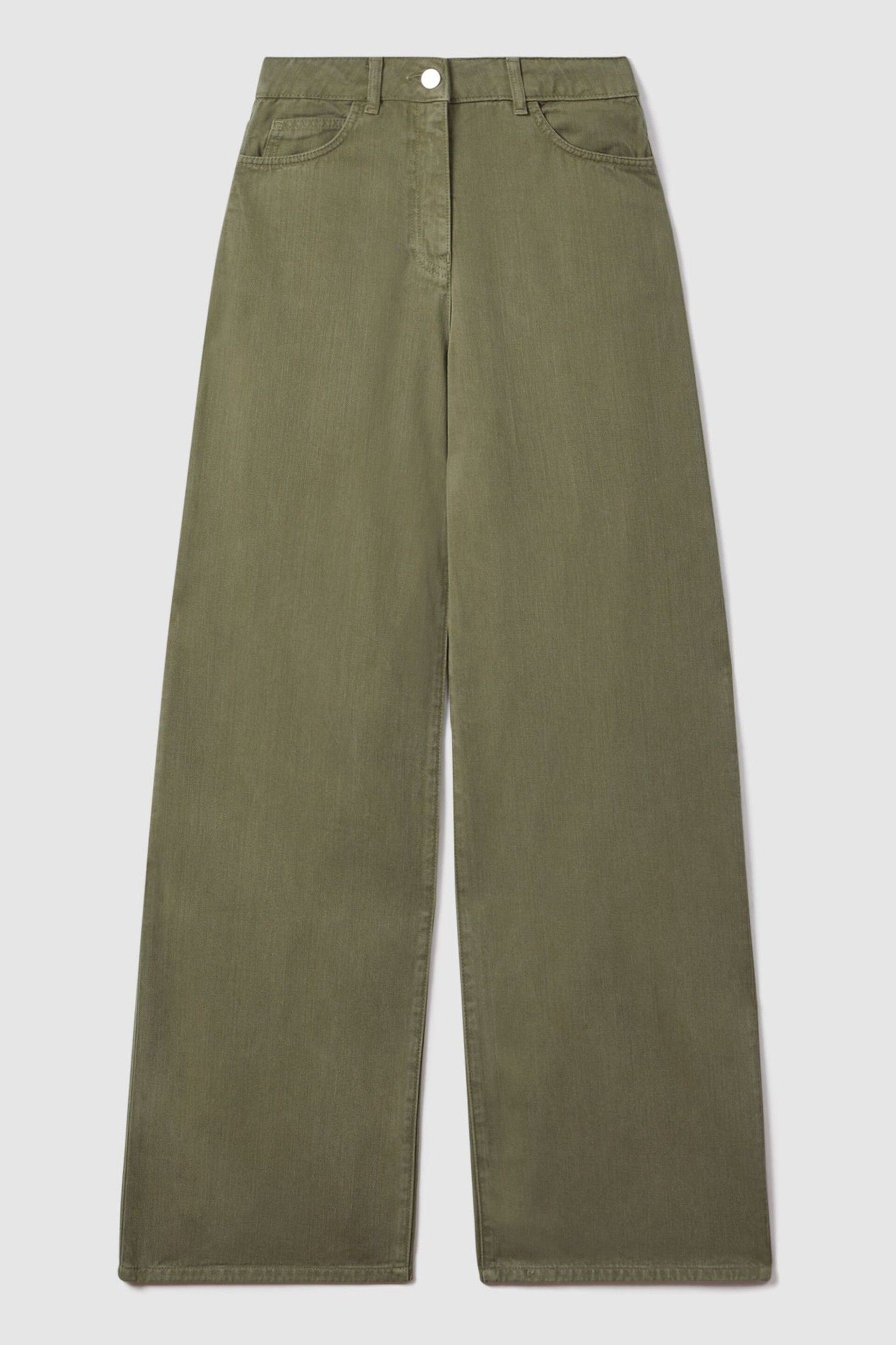 Reiss Khaki Colorado Petite Garment Dyed Wide Leg Trousers - Image 2 of 6