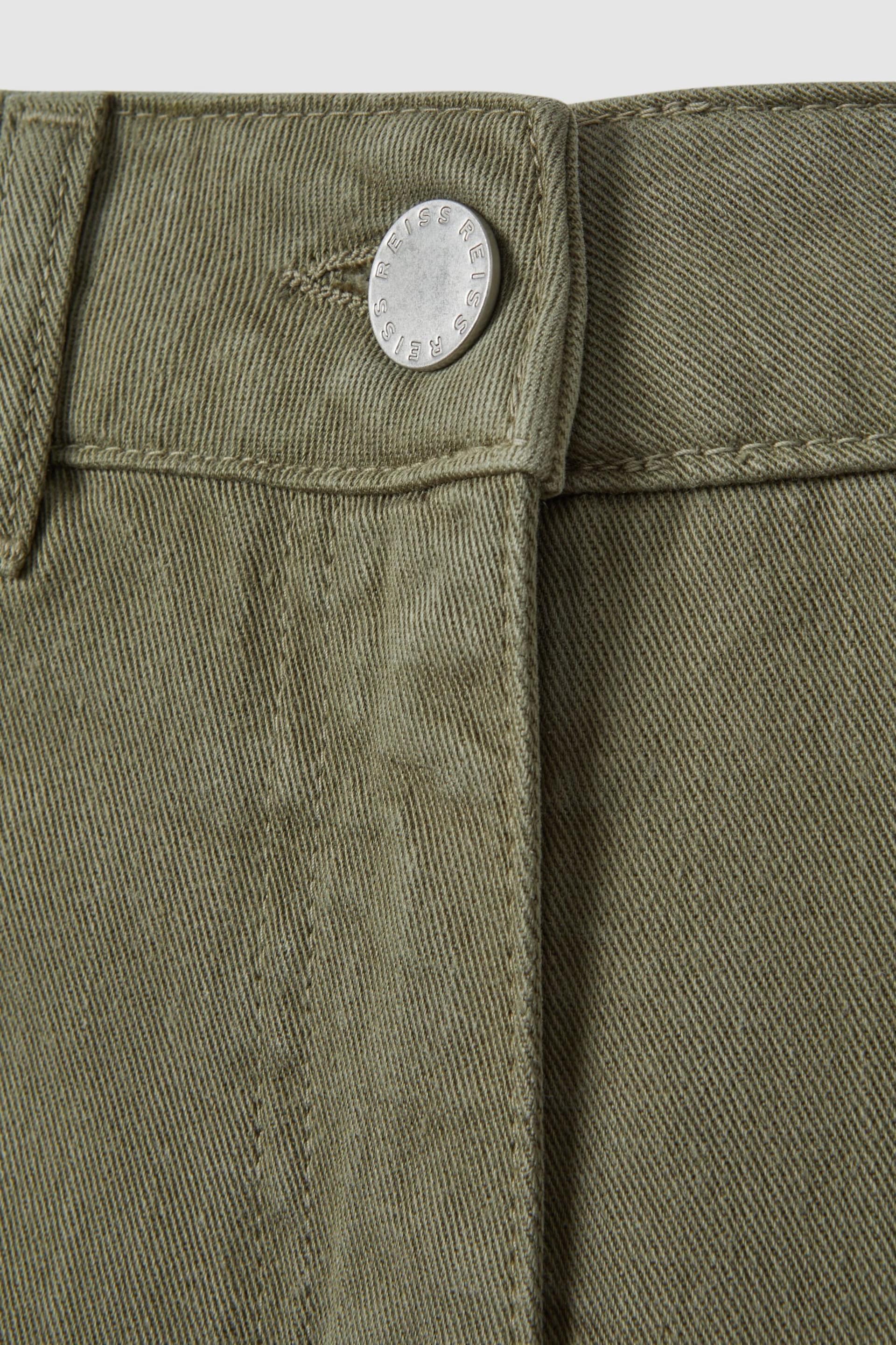 Reiss Khaki Colorado Petite Garment Dyed Wide Leg Trousers - Image 5 of 6