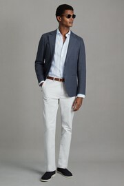 Reiss Soft Blue Fine Stripe Ruban Linen Button-Through Shirt - Image 3 of 6