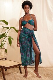 Love & Roses Green Tie Side Sarong - Image 4 of 4