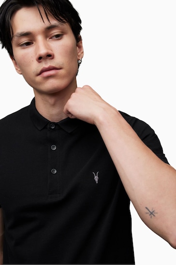 AllSaints Black Reform Polo Shirt