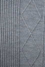 Reiss Soft Grey Melange Malik Junior Knitted Open-Collar Top - Image 6 of 6
