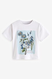 White/Blue Sequin Flowers T-Shirt (3-16yrs) - Image 4 of 6