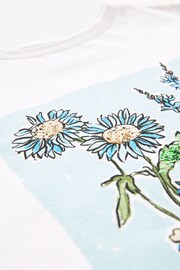 White/Blue Sequin Flowers T-Shirt (3-16yrs) - Image 6 of 6