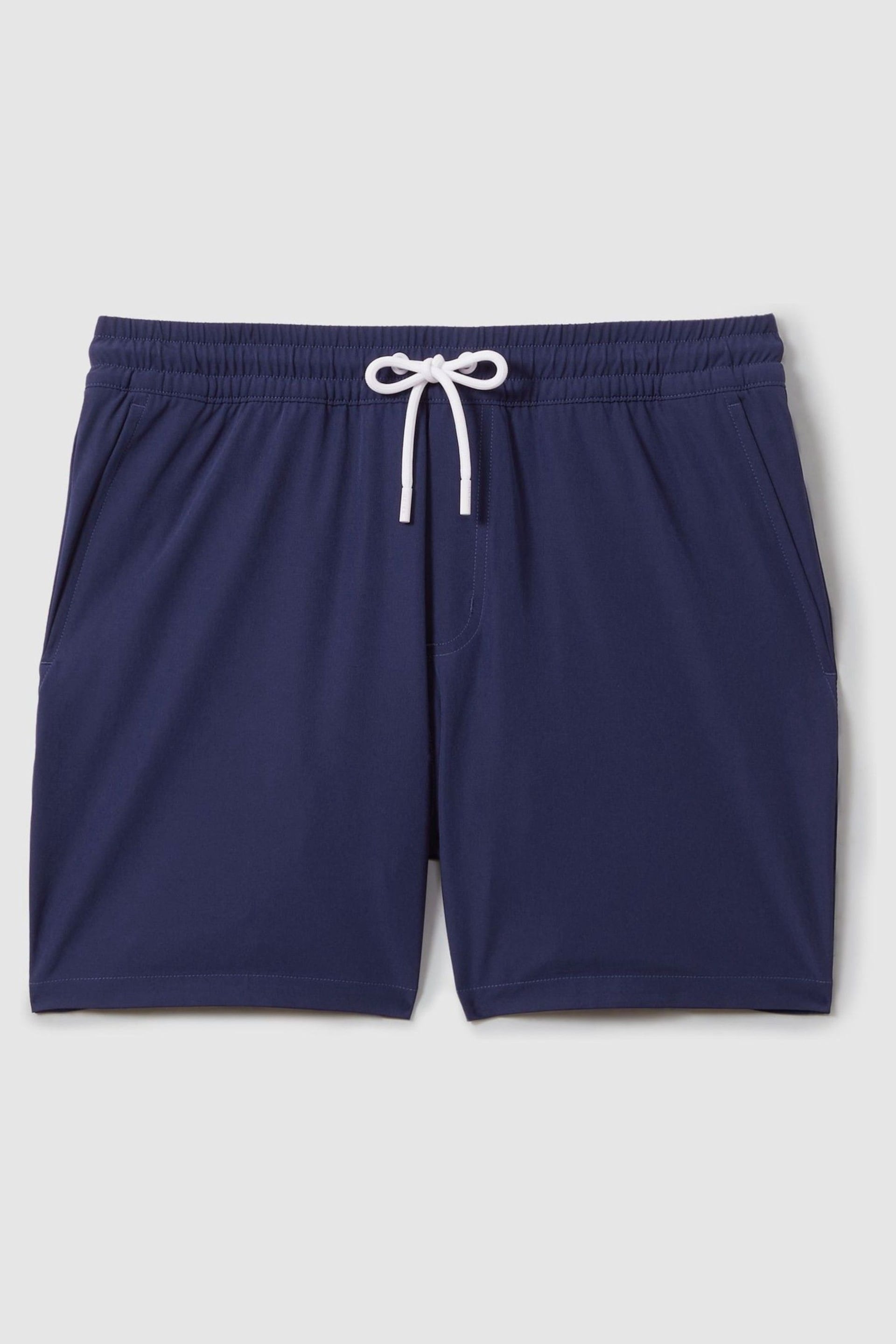 Reiss Lapis Blue Shore Plain Drawstring Waist Swim Shorts - Image 2 of 5