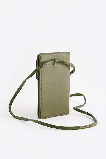 Khaki Green Phone Holder Cross-Body Bag