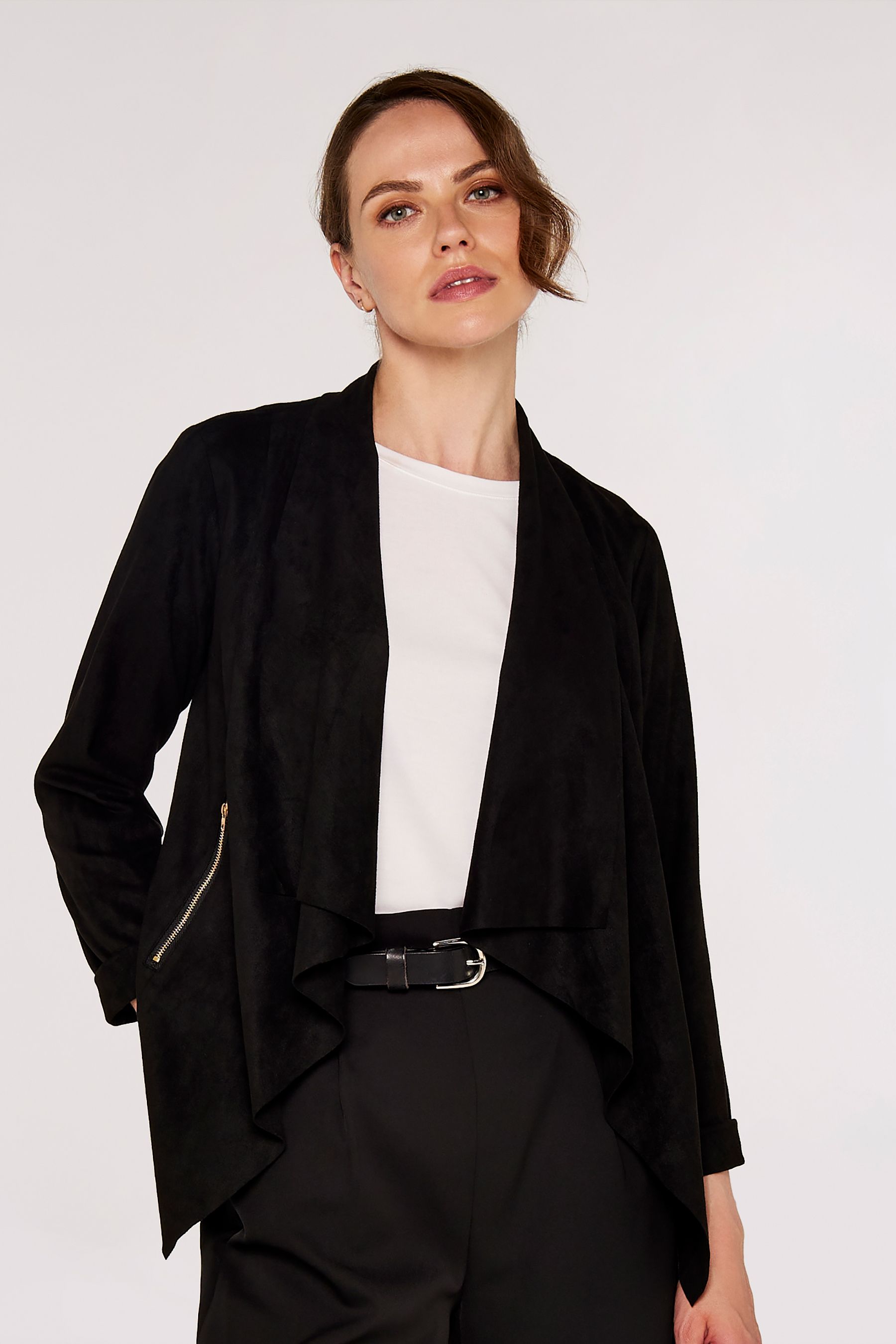 Buy Apricot Black Waterfall Suedette Zip Pocket Shrug from the Next UK online shop