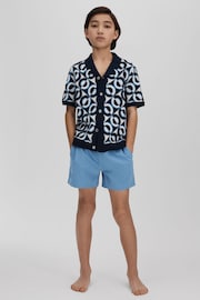 Reiss Sea Blue Shore Junior Plain Drawstring Waist Swim Shorts - Image 1 of 4