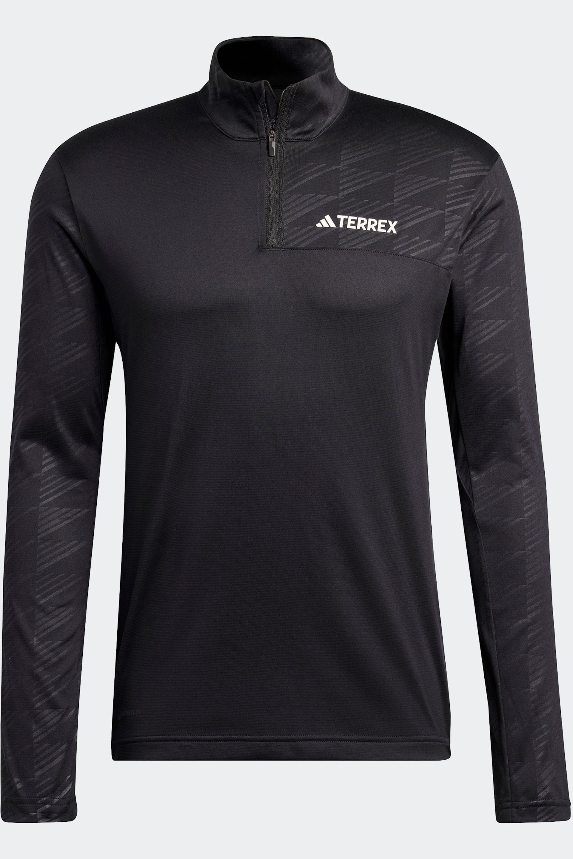 adidas Terrex Khaki Green Half Zip Long Sleeve Fleece - Image 8 of 8