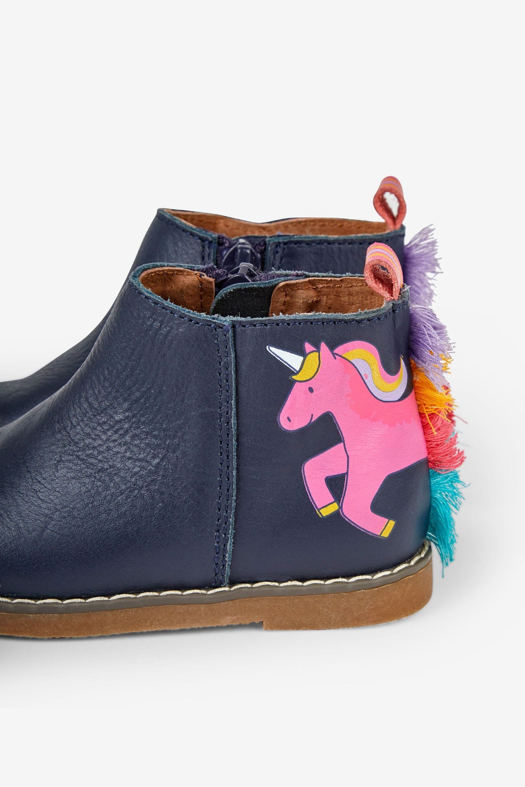 Buy JoJo Maman Bebe Navy Girls Leather Unicorn Chelsea Boots from Next Luxembourg