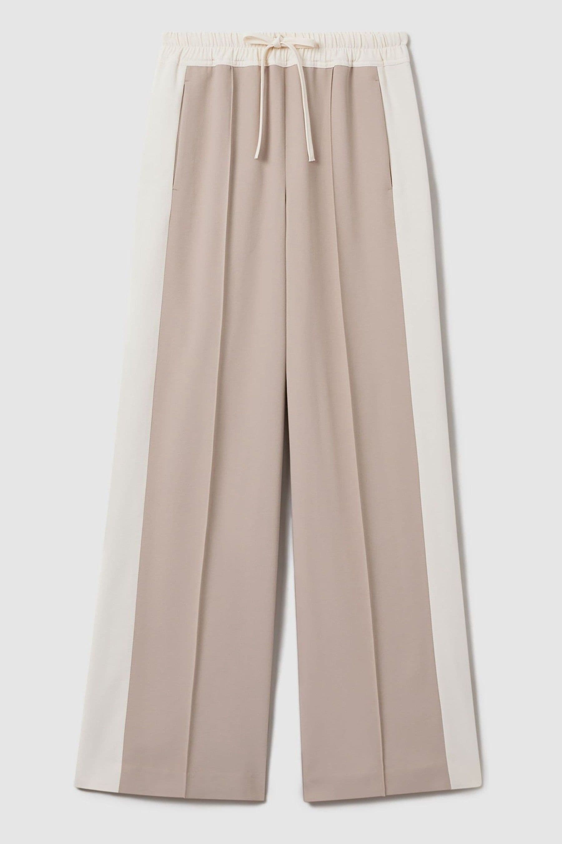 Buy Reiss Natural May Wide Petite Wide Leg Contrast Stripe Drawstring Trousers from Next Luxembourg