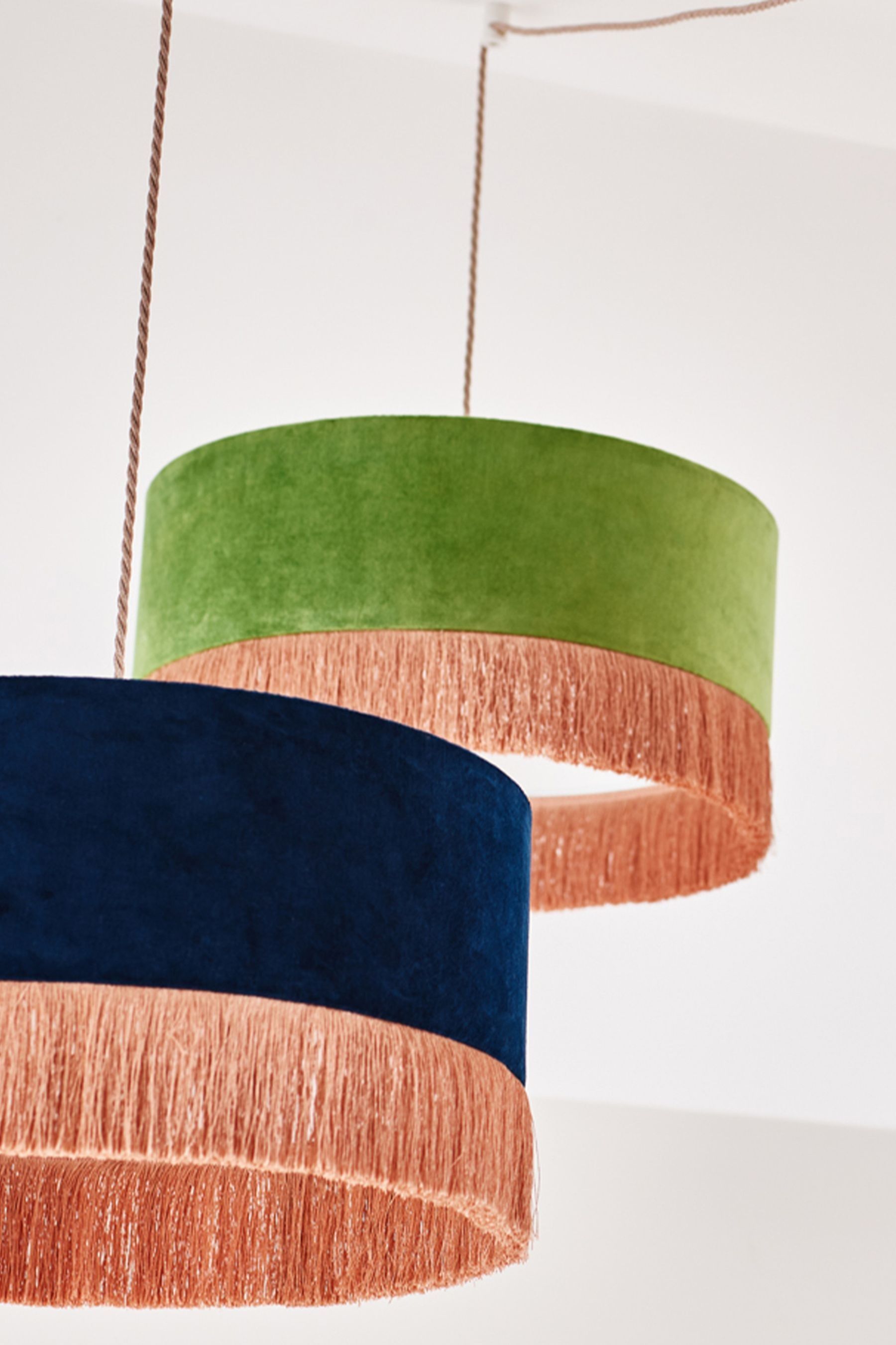 Buy Oliver Bonas Green Ero Velvet Tassel Pendant Lamp Shade from