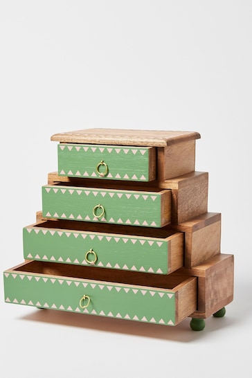 Oliver Bonas Green Hand Painted Wooden Storage Drawers