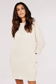 Apricot Neutral Soft Rib Cocoon Dress - Image 1 of 4