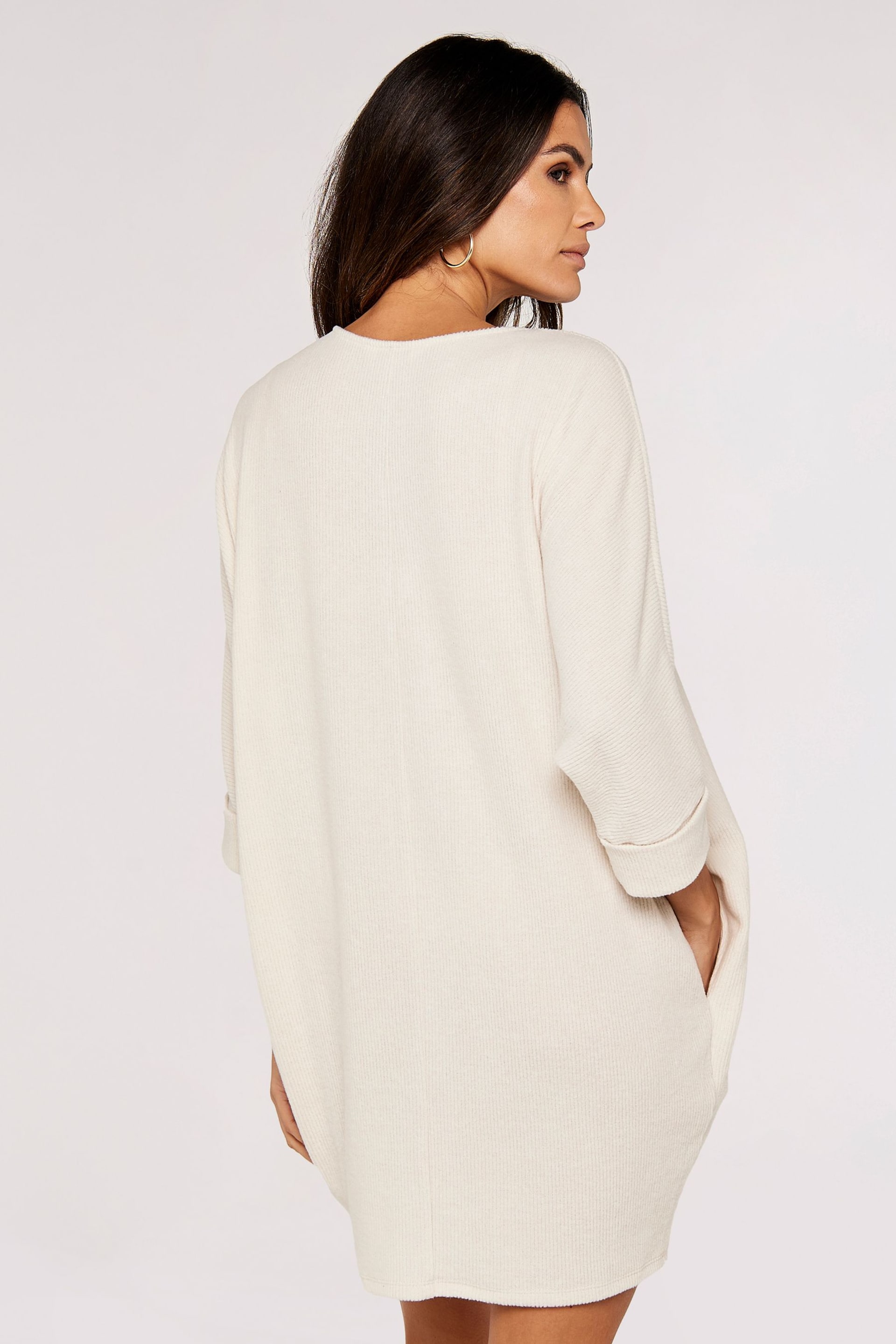 Apricot Neutral Soft Rib Cocoon Dress - Image 2 of 4