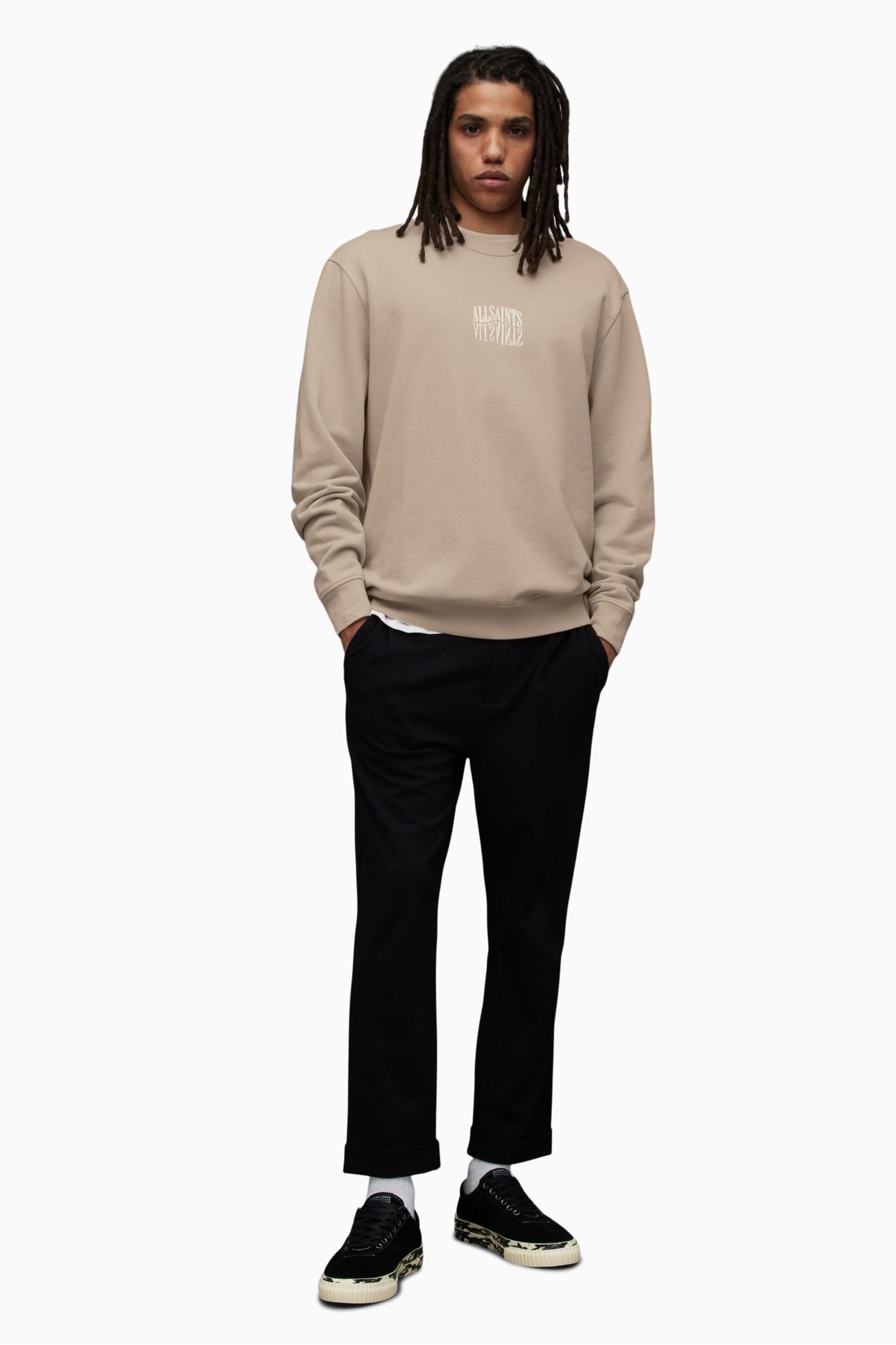 AllSaints Natural Varden Crew Sweat Top - Image 3 of 5