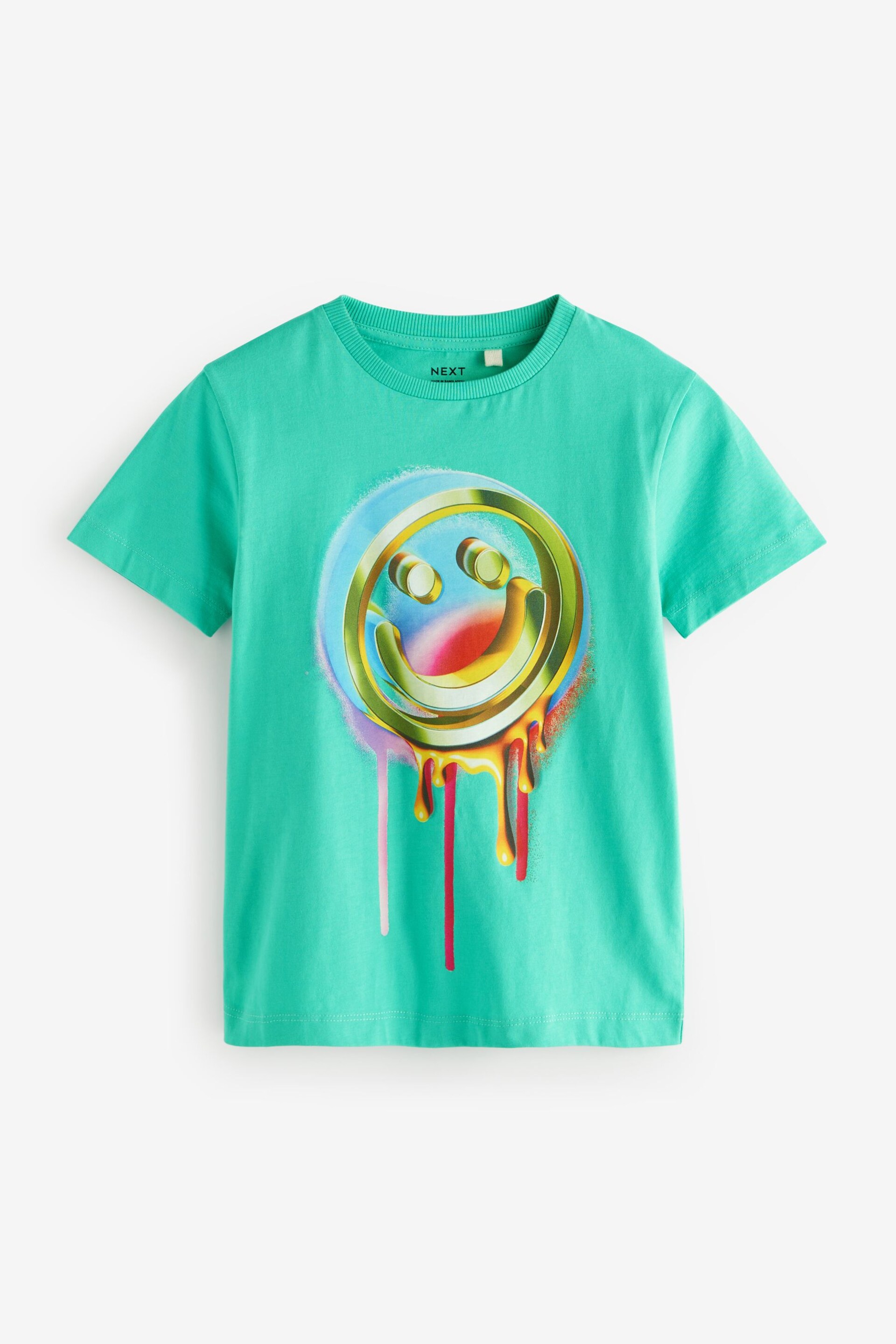 Green/White Drippy Smile Graphic Short Sleeve T-Shirts 2 Pack (3-16yrs) - Image 4 of 5