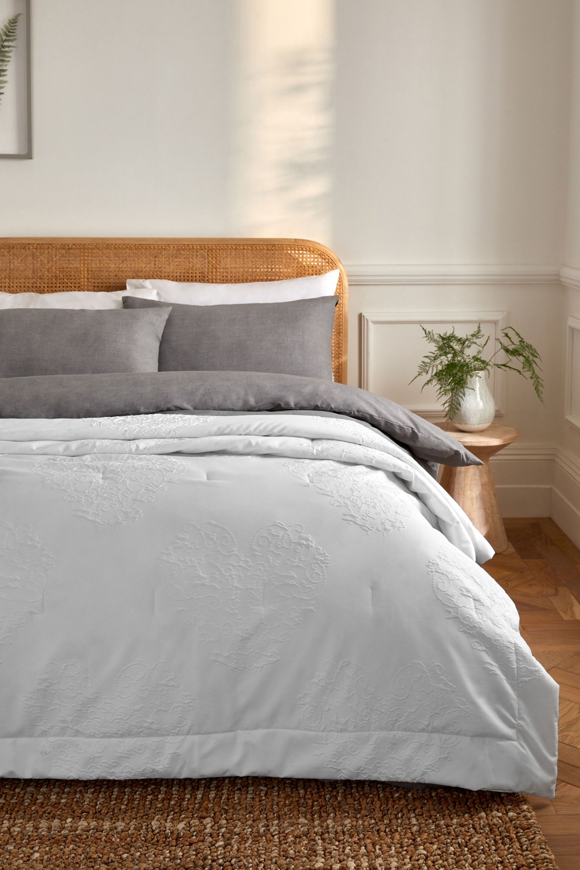 White Embossed Heart Bedspread - Image 1 of 3
