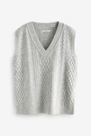 Grey V-Neck Cable Tank - Image 6 of 7