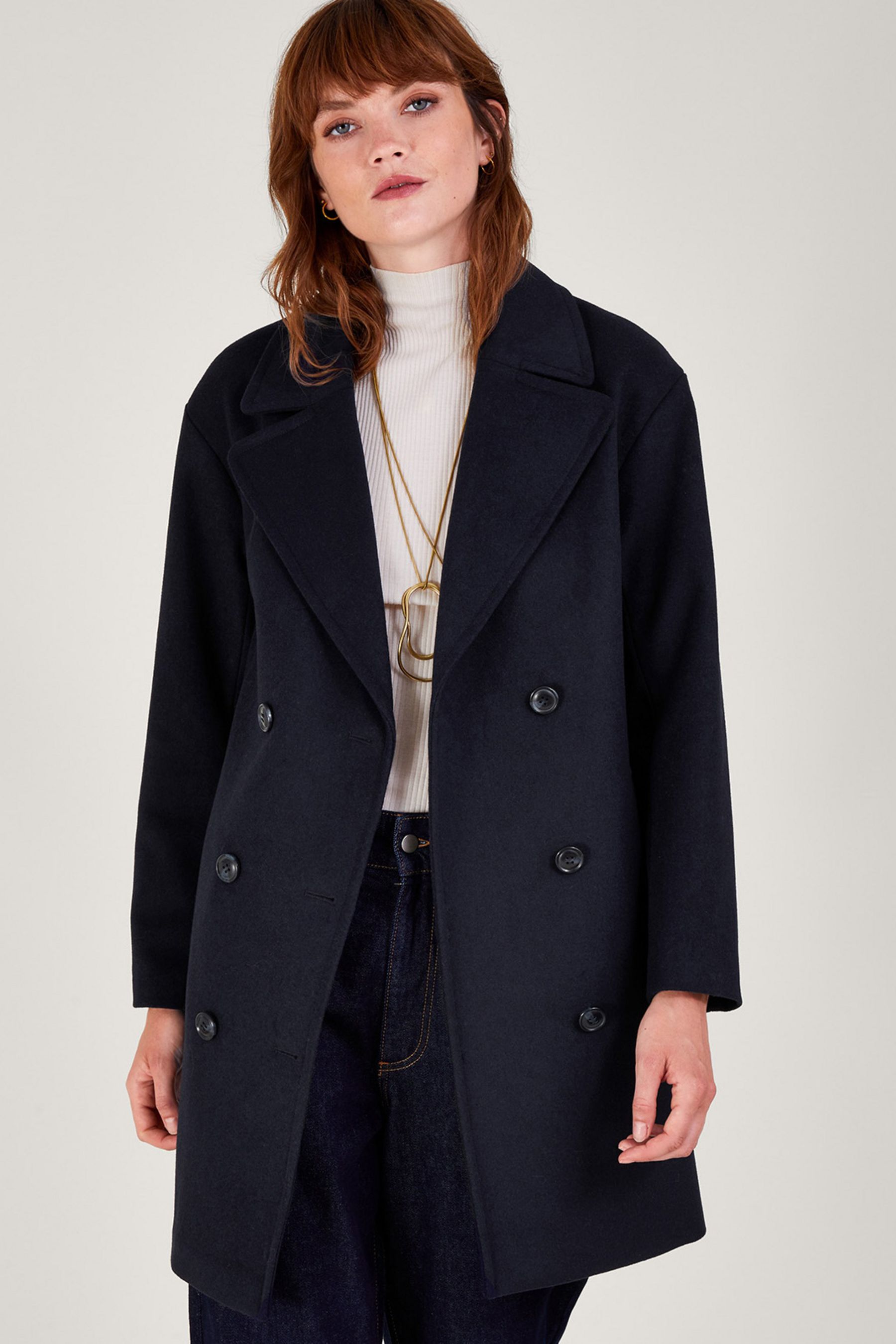 Double breasted coat short on sale
