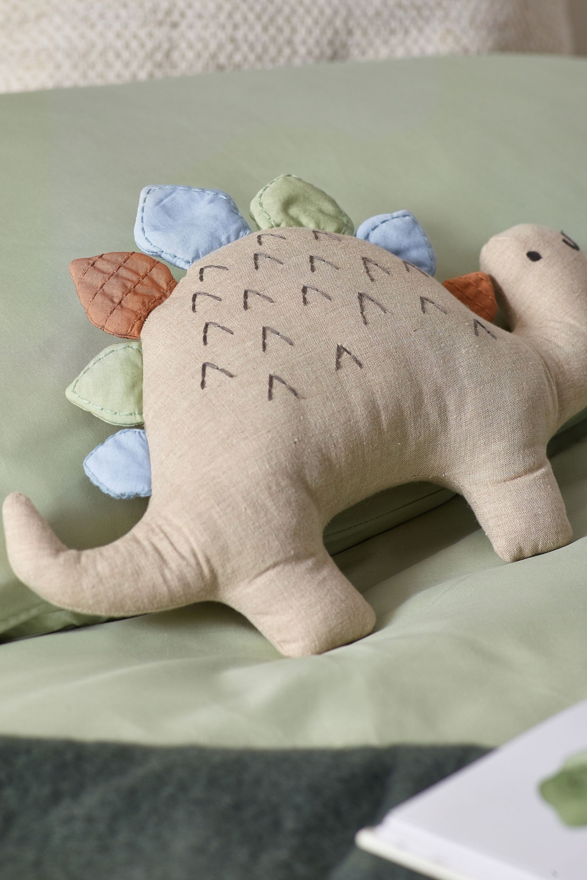 Natural Embroidered Dinosaur Toy Cushion - Image 2 of 4