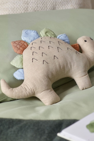 Natural Embroidered Dinosaur Toy Cushion